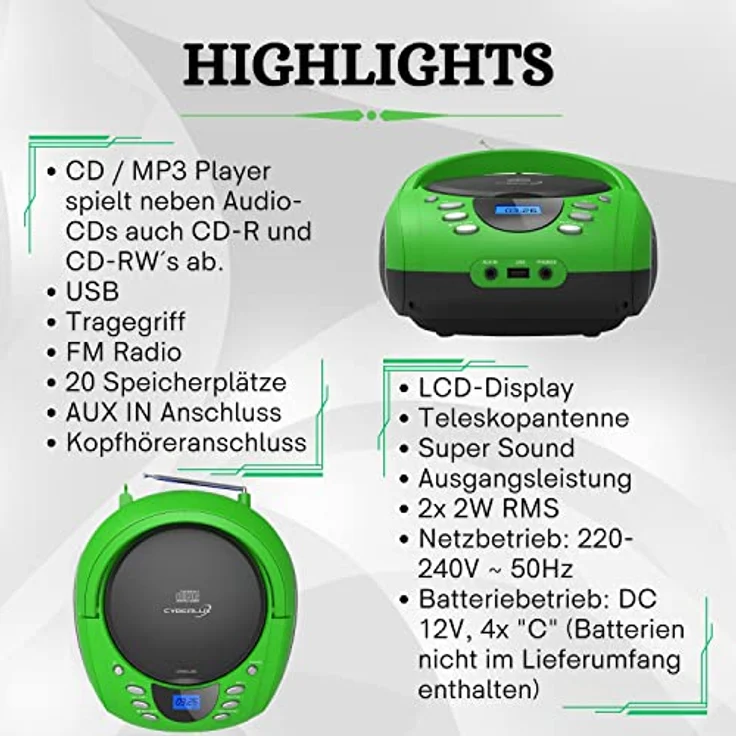 Cyberlux CL-700 CD-Player Grün – Bild 8