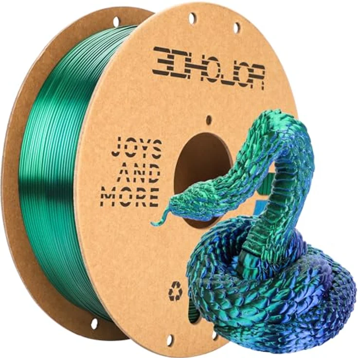3DHoJor Silk PLA Filament 1.75mm 1KG Zweifarbig Blau-Grün, hochkompatibel für FDM-3D-Drucker – Bild 1