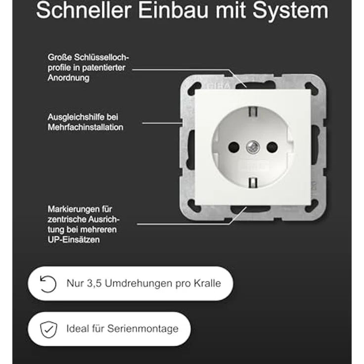 Gira 445303 SCHUKO-Steckdose mit Shutter Berührungsschutz System 55 Reinweiß glänzend – Bild 3