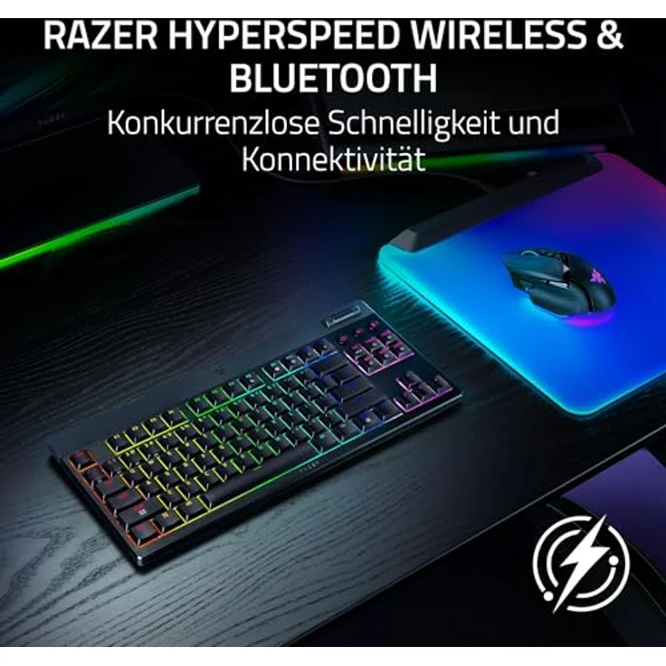 Razer BlackWidow V4 Tenkeyless HyperSpeed, kabellose Hot-Swap-Gaming-Tastatur mit Orange Switch, DE Layout, multifunktionalem Drehregler & 3 Funktionstasten, hyperschneller 2,4 GHz Wireless & Bluetooth, bis zu 980 Stunden Akkulaufzeit, Razer Chroma RGB Beleuchtung – Bild 3