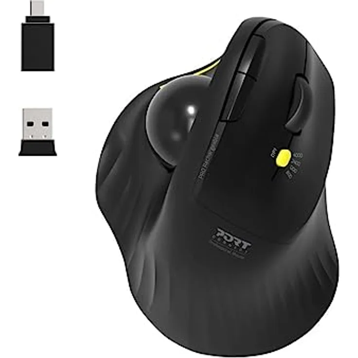 Port Designs Ergonomische Maus (Kabellos), Maus, Schwarz