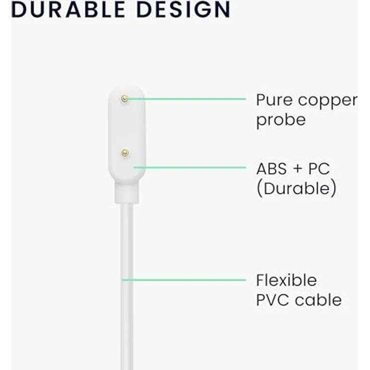 kwmobile USB C Ladekabel für Samsung Galaxy Fit 3 - 100 cm langes Ersatzkabel in Weiß mit schneller Ladegeschwindigkeit – Bild 4