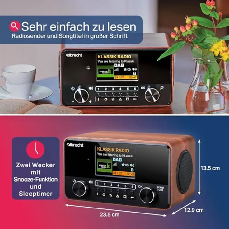 Albrecht DR 866 Senior Digitalradio holz-schwarz (DAB+, UKW), Radio, Braun, Schwarz – Bild 2