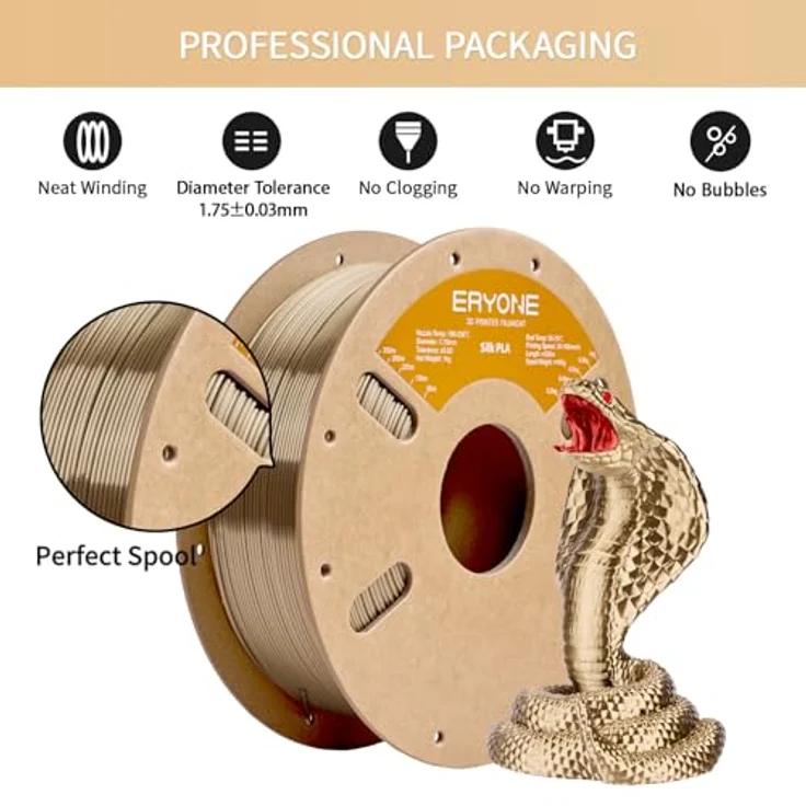 ERYONE Silk PLA Filament 1.75 mm, 3D Drucker Filament mit seidenmatter Oberfläche, 1 kg Spule, Champagne Pink – Bild 2