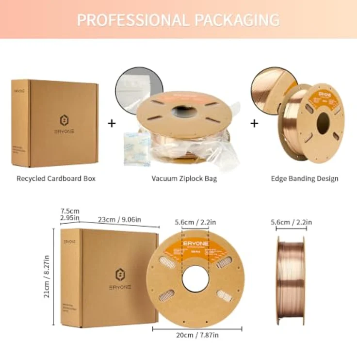 ERYONE Silk PLA Filament 1.75 mm, 3D Drucker Filament PLA Silk, Seiden PLA Roségold, 1 kg/Spule, ideal für kunstvolle Drucke, biokompatibel – Bild 5