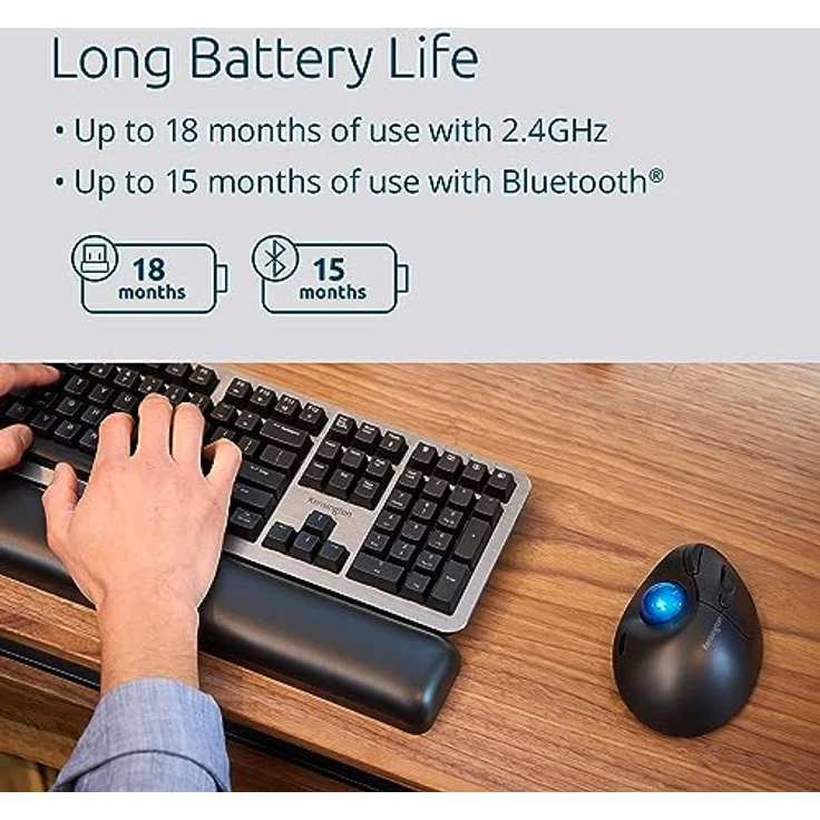 Kensington TRACKBALL PRO FIT ERGO TB450 (Kabellos), Maus, Blau, Schwarz – Bild 5