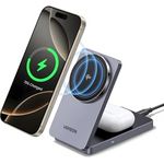 UGREEN MagFlow Qi2 zertifizierte 15W iPhone Ladestation, faltbares Wireless Charger für iPhone 16/15/14/13/12, AirPods 2/3, mit 1M Kabel