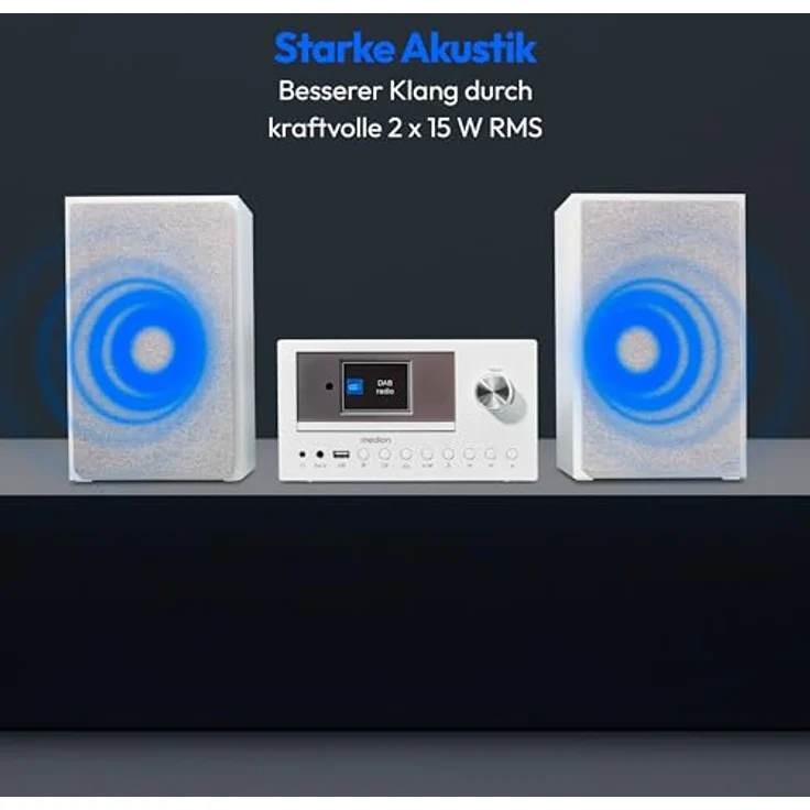 MEDION P85003 Micro Audio System Kompaktanlage (Internetradio, DAB+, Bluetooth, 2x150 W) weiß – Bild 3