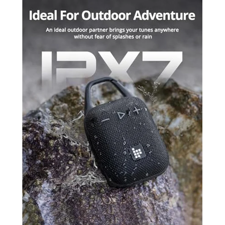 Tronsmart H1 Tragbare Outdoor Bluetooth Lautsprecher Musikbox, 20 Stunden Spielzeit, lauter Klang und kraftvoller Bass, integrierter Karabiner, IPX7 wasserdicht, anpassbarer EQ, Bluetooth 5.3 (Schwarz) – Bild 5