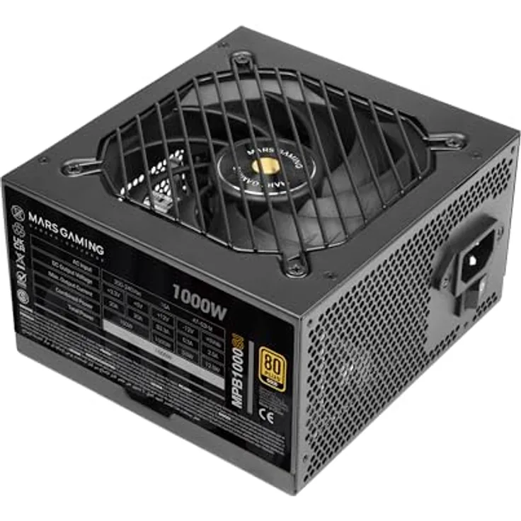 Mars Gaming MPB1000SI, ATX Netzteil 1000W, 80Plus Gold 90%, 7 Jahre Garantie, SI Extreme Silence Lüfter, Schwarz