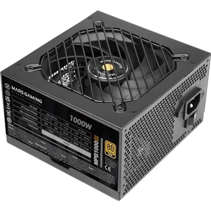 Mars Gaming MPB1000SI, ATX Netzteil 1000W, 80Plus Gold 90%, 7 Jahre Garantie, SI Extreme Silence Lüfter, Schwarz – Bild 1