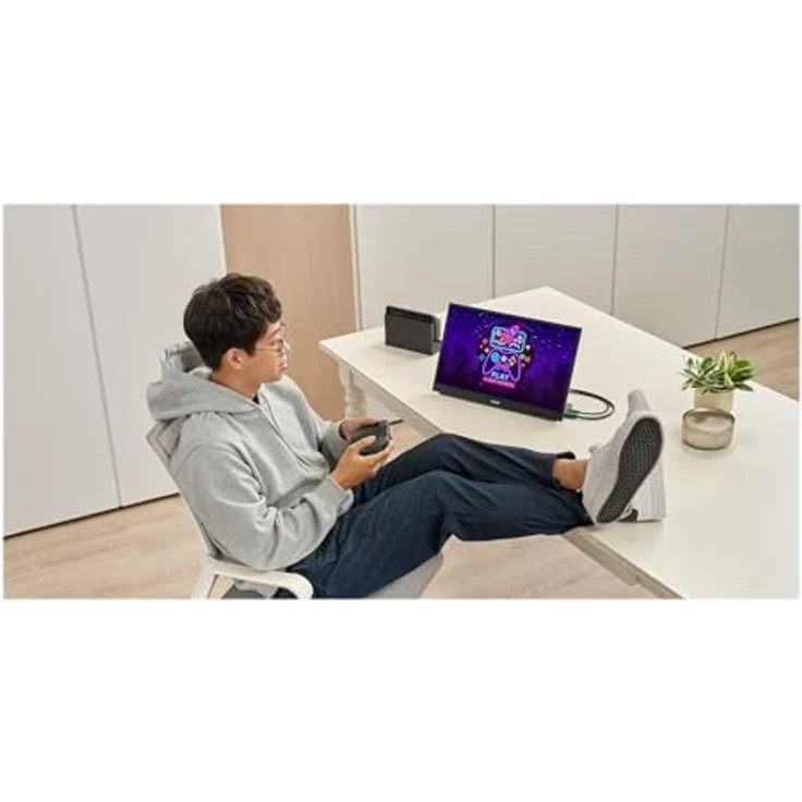 ASUS ZenScreen MB17AHG - 17,3 Zoll tragbarer USB Monitor - Full HD 1920x1080, Typ-C, HDMI, Autorotation, leichtes Design, Kickstand, Stativ Sockel - IPS Panel, 144Hz, FreeSync, 16:9, entspiegelt – Bild 2
