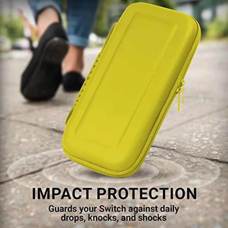 Orzly Tragetasche für Nintendo Switch, Hartschalen Case in GELB mit Platz für Konsole, 2 Joy-Con und Zubehör – Bild 5