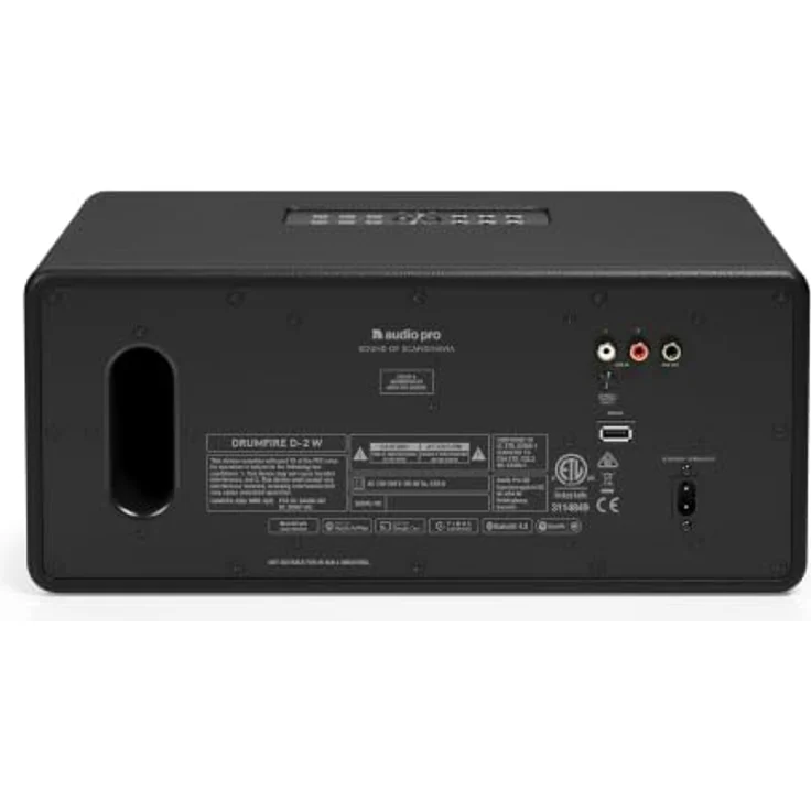 Audio Pro Drumfire D-2 W, Streaming-Lautsprecher mit Airplay 2, Bluetooth, WLAN und kraftvollem HiFi-Klang, Schwarz – Bild 3