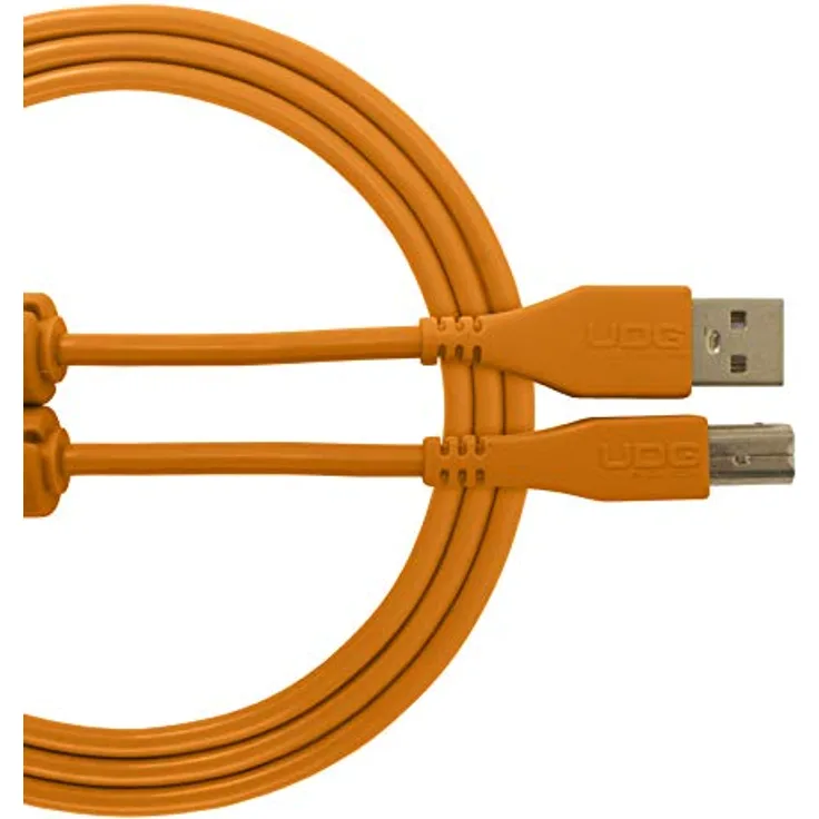 UDG Kabel USB 2.0 (A-B), gerade, Orange, 1 m – Audio optimiertes UDG Ultimate Audiokabel für DJs und Produzente, um ihre Leistung zu maximieren
