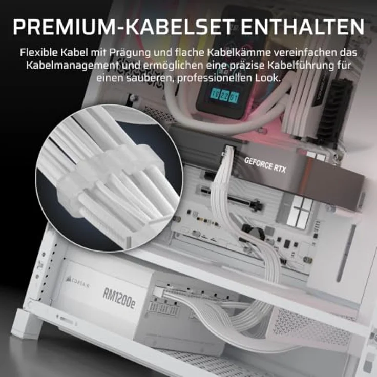 CORSAIR RMe Series PinProtect RM1200e White, 1200 Watt ATX 12V Netzteil, Cybenetics Platinum, modulare Kabel – Bild 7