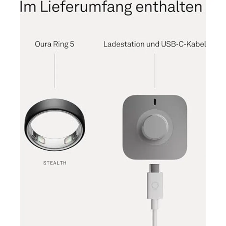 OURA Ring 5, Smart Ring für Gesundheitstracking, Größe 8, Stealth Black – Bild 8