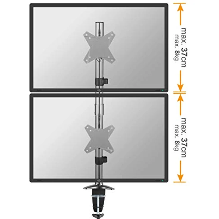 RICOO Monitor Tischhalterung für 2 Monitore Übereinander Monitorhalterung TS3511 Monitorständer Schwenkbar Neigbar Höhenverstellbar Schreibtisch Bildschirmständer Tisch Ständer Monitorhalterungen VESA 75x75 100x100 / Silber – Bild 5