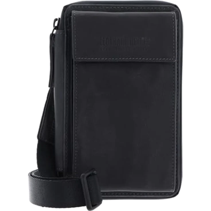 Leonhard Heyden Den Haag Handytasche aus 100% Leder, 11 cm x 4 cm x 18 cm, grau – Bild 1