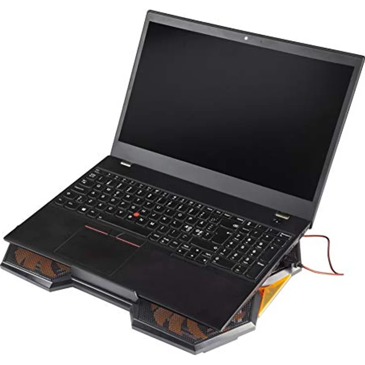 DELTACO Gaming Laptop Kühler Lüfter - Notebook Kühlung, Laptopkühler Cooling Unterlage, PC Cooler mit USB, belüfteter Ständer verstellbar, Kühlplatte 17 Zoll Schwarz/Orange, 1000-1300 U/min – Bild 5