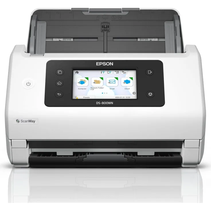 Epson WorkForce DS-800WN Dokumentenscanner, 600 x 600 DPI, WLAN, 10,9 cm Farb-Touchscreen, grau/weiß