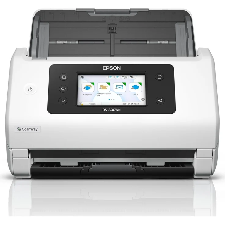 Epson WorkForce DS-800WN Dokumentenscanner, 600 x 600 DPI, WLAN, 10,9 cm Farb-Touchscreen, grau/weiß