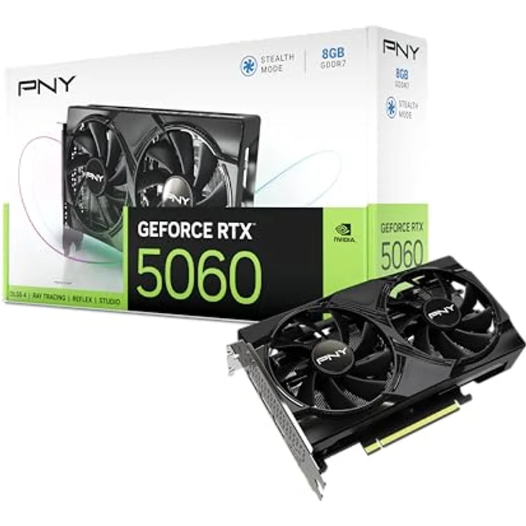 PNY GeForce RTX 5060, 8GB GDDR7 Gaming-Grafikkarte mit DLSS 4-Technologie, Dual-Lüfter-Kühlsystem und 128-Bit-Speicherschnittstelle – Bild 2