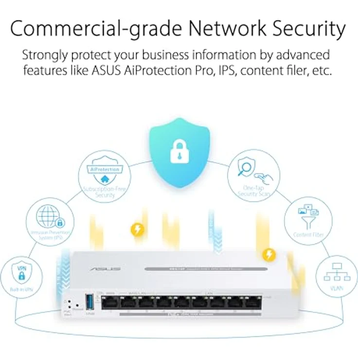ASUS Expert WiFi EBG19P Gigabit PoE+ VPN kabelgebundener Router (8 PoE+ Ports, 123W, bis zu 3 WAN-Ethernet-Ports + 1 USB-WAN, kommerzielle Netzwerksicherheit, Verwaltung per ExpertWiFi-App) - Sicherer und leistungsstarker Netzwerkrouter mit PoE-Funktion – Bild 5