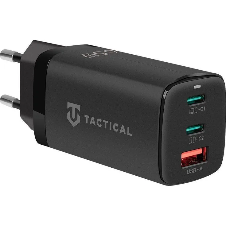 NoName Tactical FlashBang GaN 65W, USB Ladegerät mit 3 Ports (2x USB-C, 1x USB-A), Schwarz