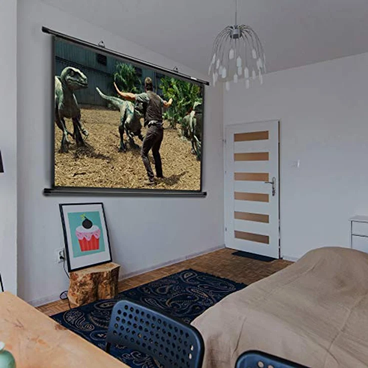 Duronic BPS80 Leinwand | 4:3 Hängeleinwand 80" Zoll 163 x 122 cm | Heimkino mit 4K Full HD 3D | Gain 1.0 | Projektionsleinwand für Wandmontage | Beamerleinwand für Büro Präsentationen, Schulen – Bild 2
