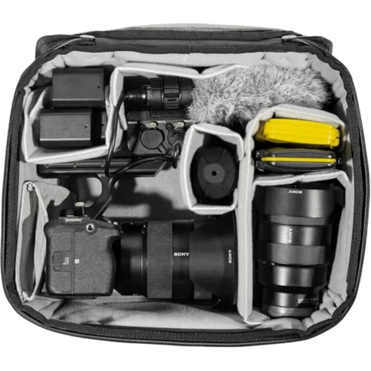 Peak Design Medium Camera Cube kompatible Reisetaschen (BCC-M-BK-3), Wetterfeste 160D Nylon-Canvas-Hülle, flexibles FlexFold-Organisationssystem – Bild 4