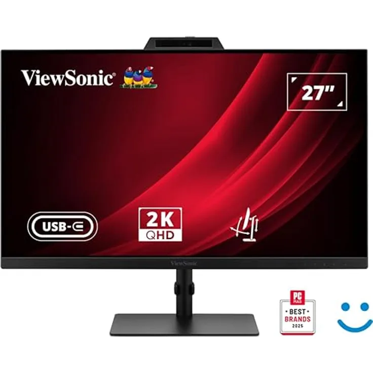 ViewSonic VG2741V-2K, 68,6 cm QHD Monitor mit 100Hz, 5-MP-Webcam, USB-C und HDMI/DP Anschlüssen