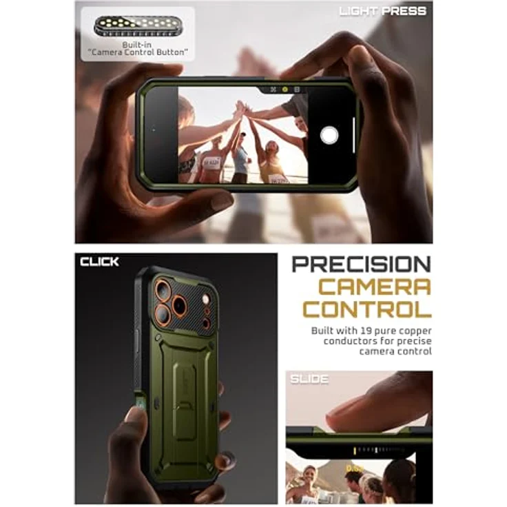 SUPCASE UBeetle Pro für iPhone 17 Pro Max Hülle 6.9” mit 360° Schutzhülle, Kamerasteuerungstaste, Displayschutz, Ständer und Gürtelclip, Outdoor Handyhülle, grün – Bild 4