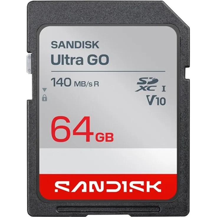 SanDisk Ultra GO SDHC, 64GB Speicherkarte mit 190MB/s Übertragungsgeschwindigkeit, UHS-I, wasser- und staubfest