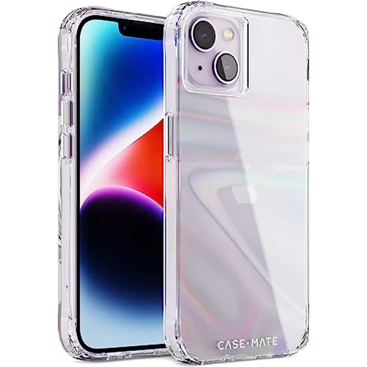Case-Mate Soap Bubble Case Schutzhülle kompatibel mit Apple iPhone 14 Plus Hülle Regenbogen [Farbwechsel-Effekt | 3 m Fallschutz | Recyceltes Material] - Transparent/Schillernd