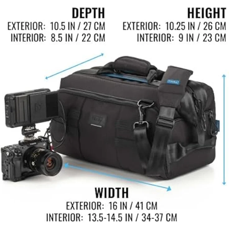 Tenba Cineluxe v2 Umhängetasche 16, Kameratasche für DSLR und spiegellose Kameras bis 14,5", schwarz, mit schneller Öffnung und Bluetooth-Tracker-Tasche – Bild 3