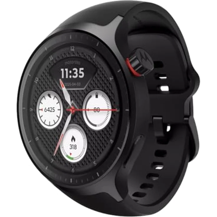 Motorola Watch 2, Smartwatch mit 47 mm, Edelstahlrahmen, Gorilla Glass 3 und Dual-Frequenz-GPS, schwarz – Bild 2