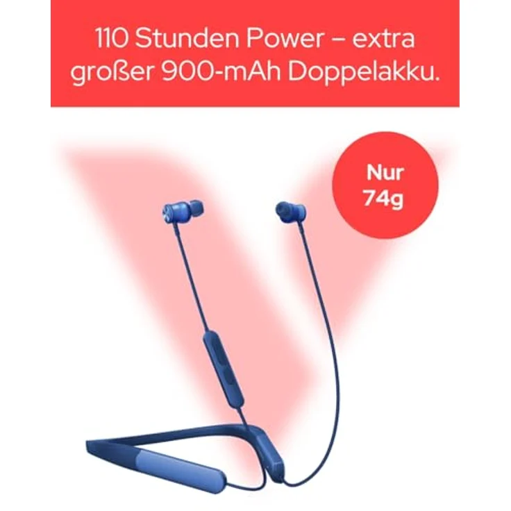 Verbatim TruSound Pro, Kabellose Nackenband-Kopfhörer mit 110 Stunden Akkulaufzeit, Bluetooth 5.4 und ENC-Anrufklarheit, Blau – Bild 2
