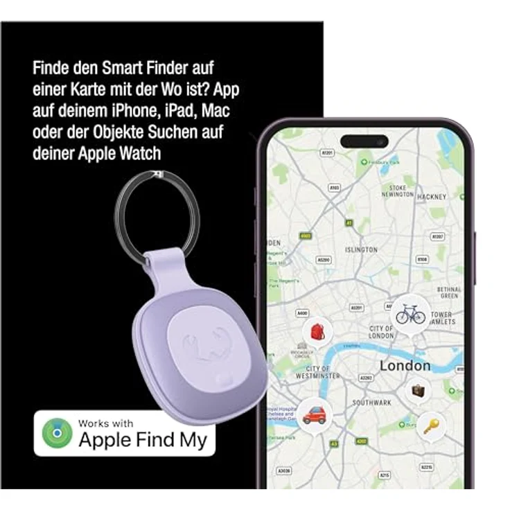 Fresh 'n Rebel Smart Finder - Funktioniert mit Apple Wo Ist? (IOS), Schlüsselfinder mit Lautsprecher, Smart Tag, IP67 Staub- und wasserdicht, (Dreamy Lilac, Dried Green, Deep Mauve, 3-Pack) – Bild 2