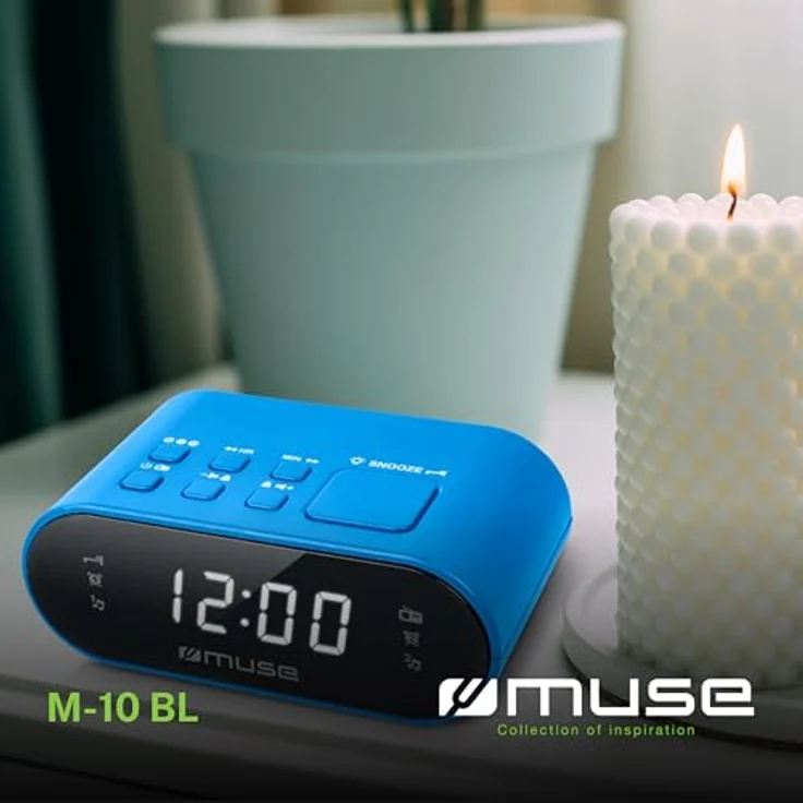 Muse M-10 BL Radiowecker mit LED-Display, zwei Weckzeiten, dimmbar, digitaler UKW-Tuner, 20 Senderspeicher, blau – Bild 2