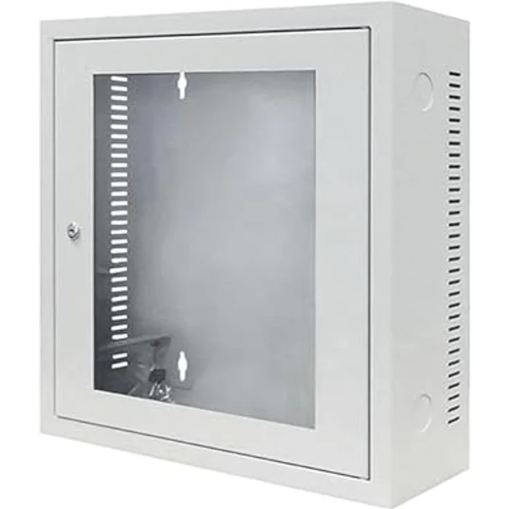 DSIT 3HE Wandschrank, Weiß Glastür, 185mm tief, abschließbar, vertikale Montage, max. Einbautiefe 230mm – Bild 1