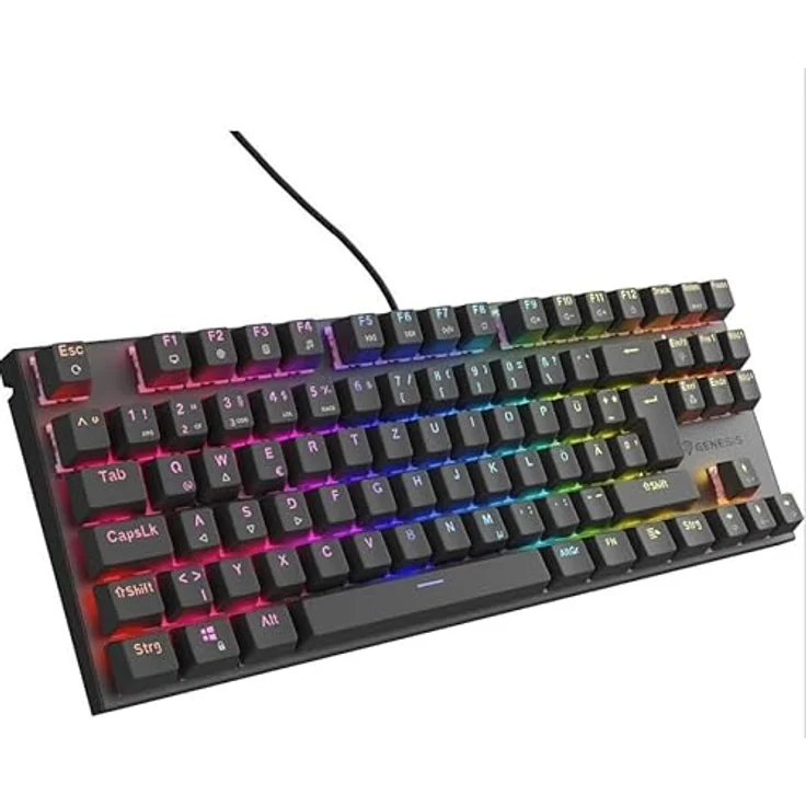 Genesis Gaming Tastatur Thor 303 TKL RGB kabelgebunden schwarz, Hot-Swap-fähige Outemu Red-Schalter, Aluminium-Gehäuse – Bild 1