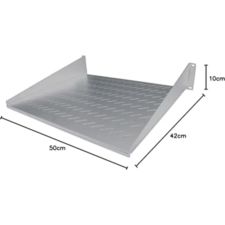 Intellinet 19'' Fachboden zur Frontmontage 2 HE ( Montage an den beiden vorderen Profilschienen ) 400 mm Tiefe perforiert grau 712224 – Bild 3
