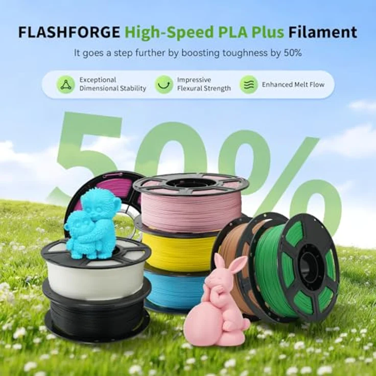 FLASHFORGE High Speed PLA+ 3D-Druckerfilament Braun, Verbesserter Schmelzfluss, mattes Finish, satte Farben – Bild 2
