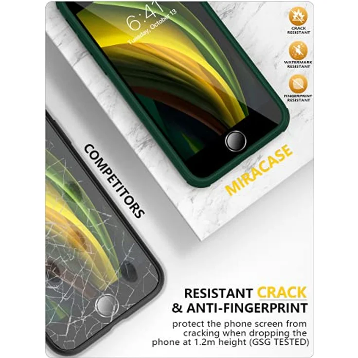Miracase 360 Grad Hülle für iPhone SE 2022/SE 2020/iPhone 8, Ganzkörper Schutzhülle mit eingebauter gehärteter Glas Displayschutzfolie, militärisch getesteter Rundumschutz, Grün – Bild 4