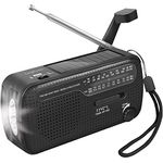LogiLink Notfall Radio mit 3 Lademöglichkeiten: Dynamo-Handkurbel, Solarpanel und USB, mit integrierter Taschenlampe