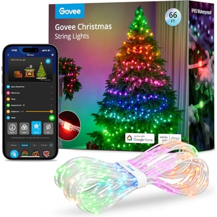 Govee Christmas lights, RGBIC Weihnachtsbeleuchtung Außen 20M, Halloween Lichterkette Innen Weihnachts Deko, LED Lichterkette Außen 200 LED-Lichtern, 99+ Szenen, IP65 Wasserdicht, Alexa-Kompatibilität – Bild 1