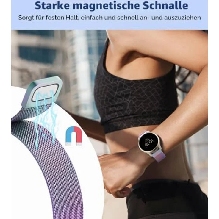 Astorgos 18 mm Metall Armband für Garmin Venu 3S/4 – Atmungsaktives Edelstahl-Mesh, magnetisches Schnallendesign, anpassbar für Handgelenke 5,5"-8,6" – Bild 4