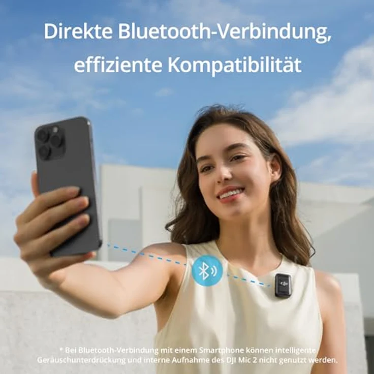 DJI Mic 2-Sender (Schattenschwarz), kabelloses Mikrofon mit intelligenter Rauschunterdrückung, 14 Stunden interne Aufnahme, 6 Stunden Akkulaufzeit, magnetische Befestigung, Bluetooth-Mikrofon – Bild 3
