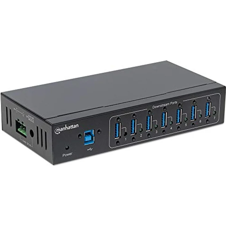 Manhattan 164405 7-Port USB 3.0 Hub für Industrieanwendungen sieben Typ A-Ports Schwarz – Bild 2